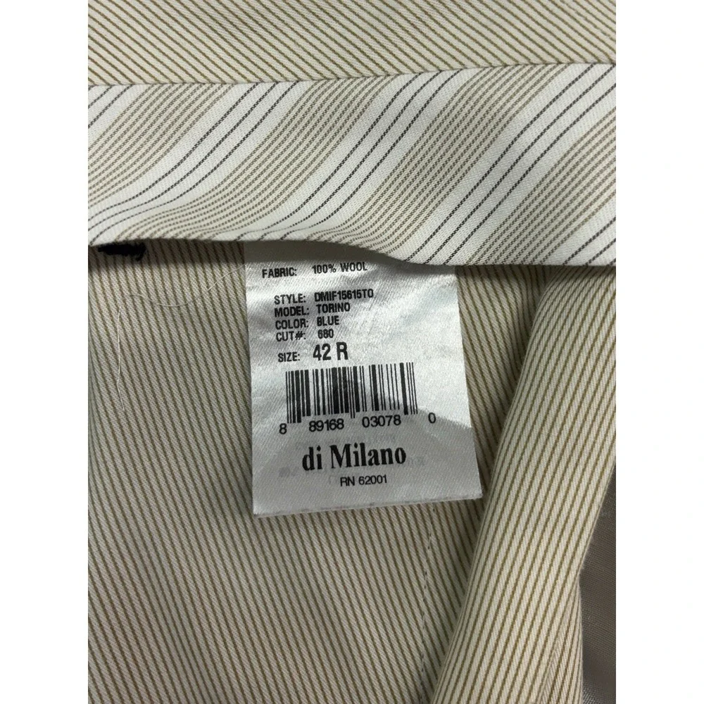 Di Milano 42x32 Blue Gray Plaid Dress Suit Pants Trousers Wool Flat‎ Front Mens